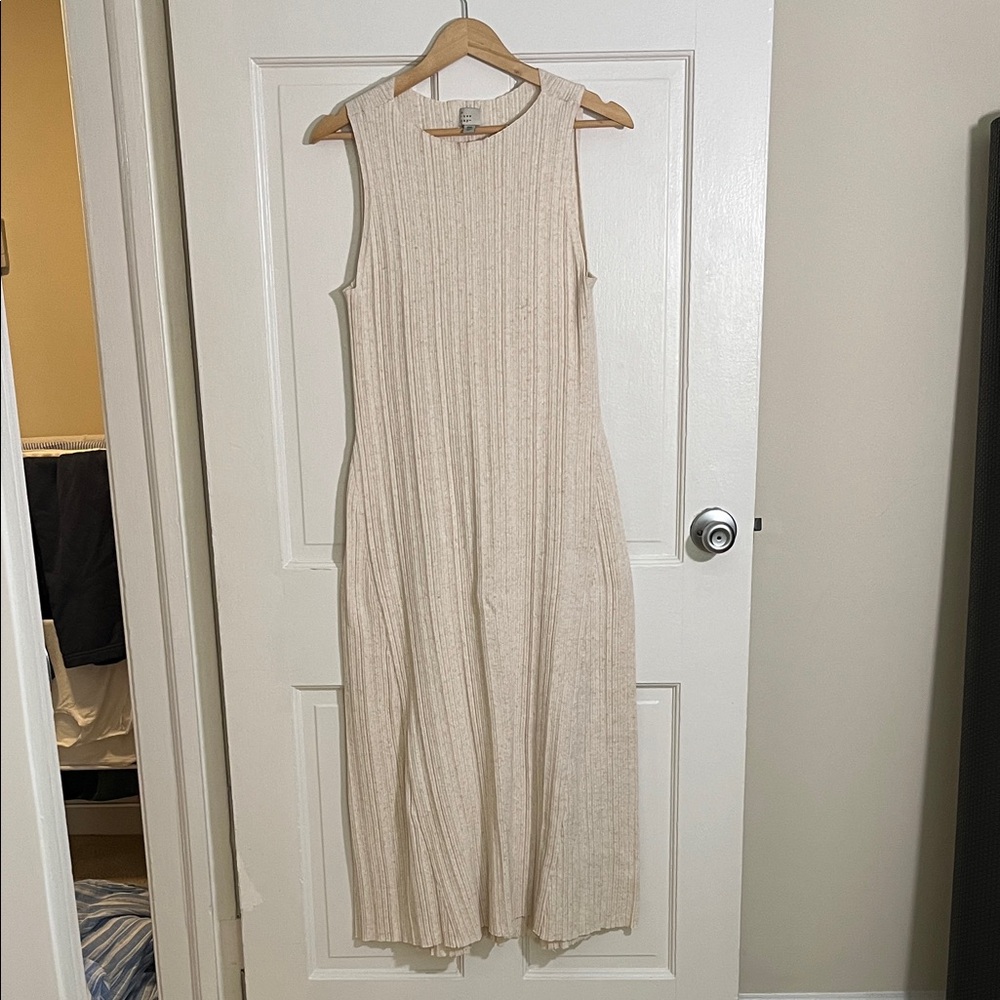 a new day Cream Ribbed Midi Dress